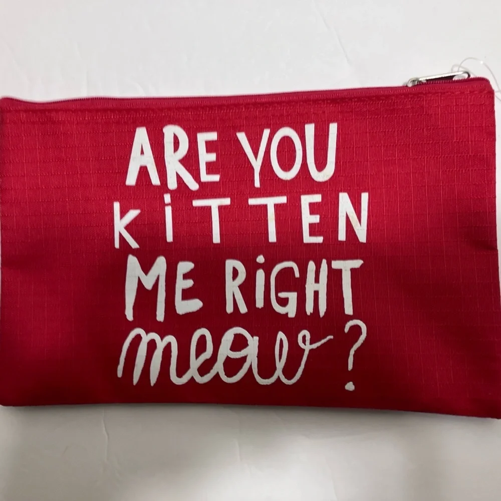 Red Pouch with Fun Cat Print